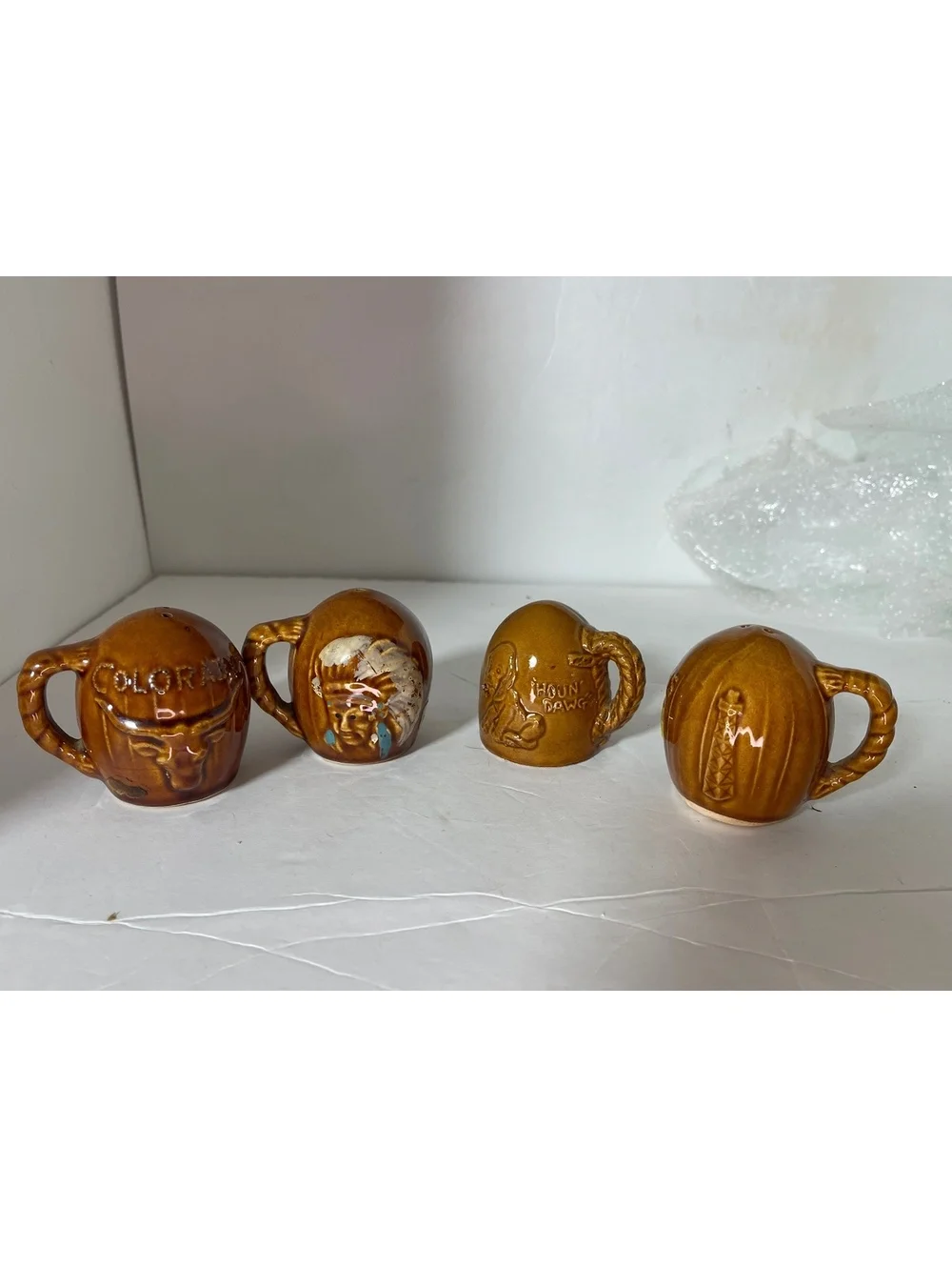 Vintage Ceramic Souvenir Shaker Lot Oklahoma Colorado Ozarks Japan Miniature